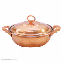ماهیتابه درب دار مسی زنجان سایز 3 متوسط کد PA-34