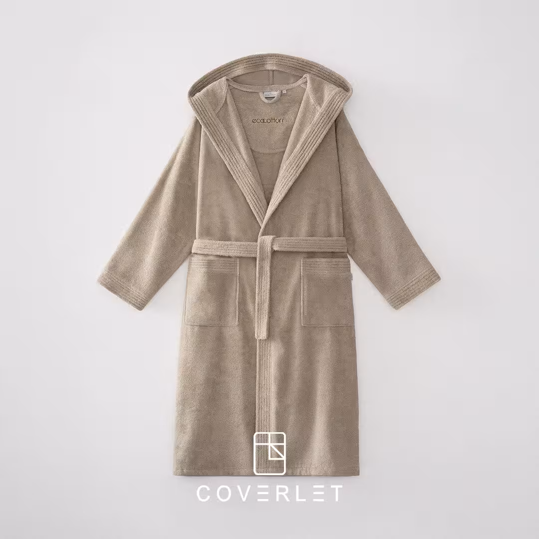 حوله تن‌پوش مردانه بژ 100٪ پنبه ارگانیک مدل Ecosoft