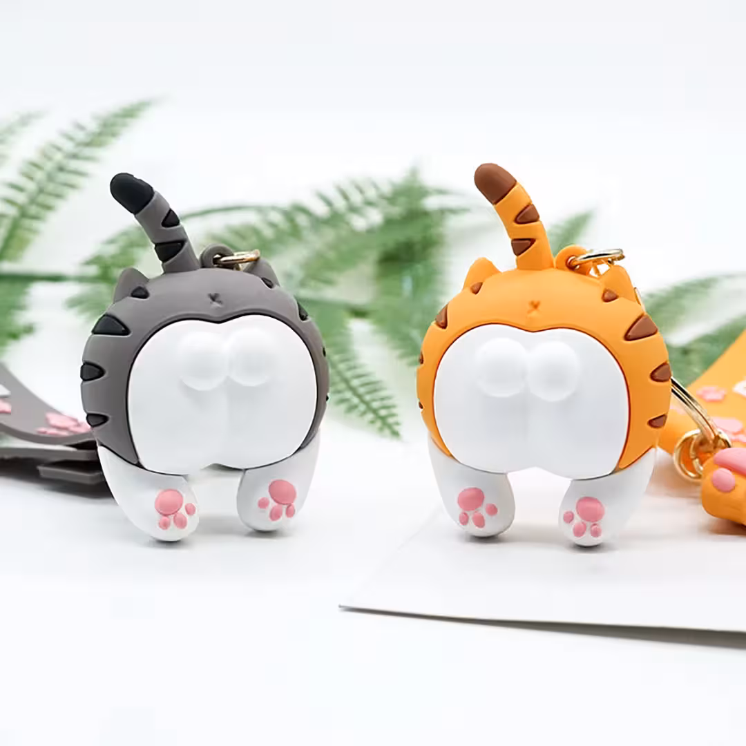 جاسوییچی جاکلیدی سلیکونی فانتزی مدل پشت گربه کیوت