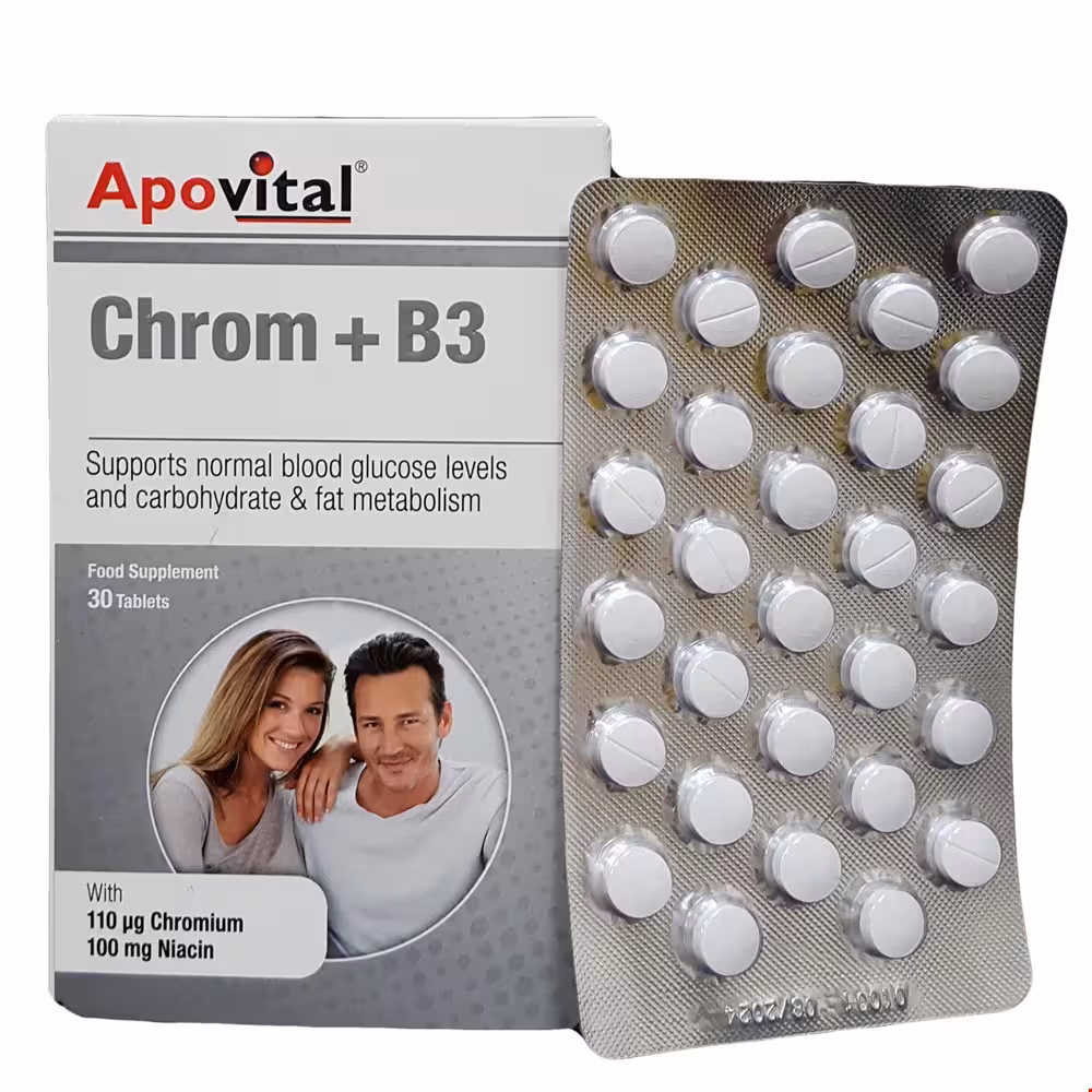 قرص کروم و ویتامین B3 آپوویتال 30 عددی