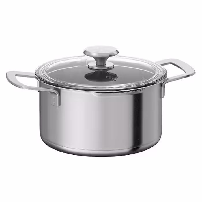 ?????? ?? ???? ????? ?? ???/???? ????? HEMKOMST Pot with lid, stainless steel/glass