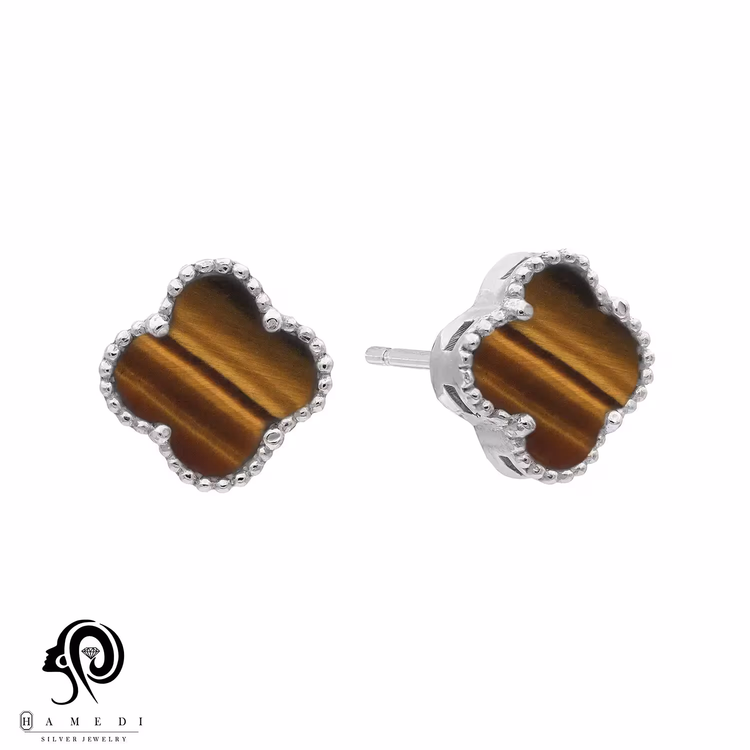 گوشواره نقره زنانه ونکلیف میخی مدل EE C12 W