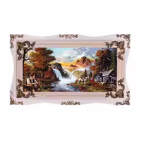 تابلو فرش ماشینی دنیای فرش طرح پیرمرد و آبشار کد 425