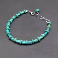 دستبند فیروزه نیشابوری میکس تراش دانه گندمی و واشری (کدA611)