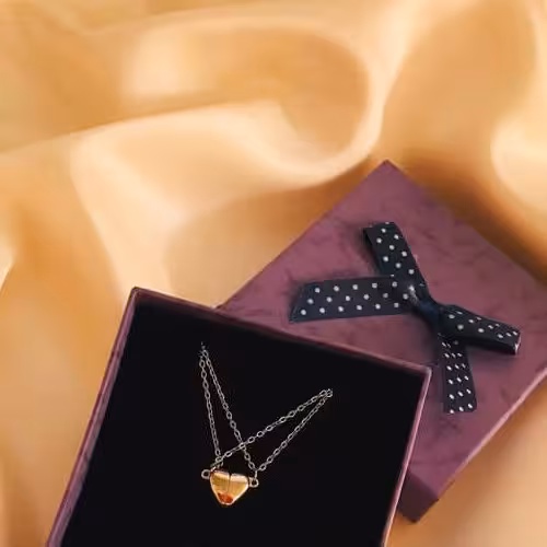 گردنبند دخترانه زنانه مدل قلب طلایی رنگ ثابت 