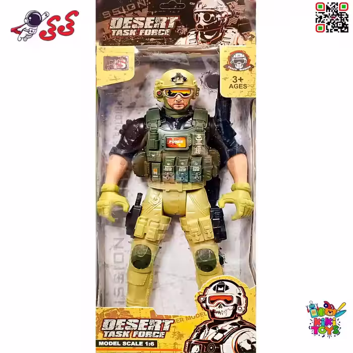 اکشن فیگور مفصلی سرباز نیروی ویژه و جنگی با تفنگ 89101 DESERT TASK FORCE