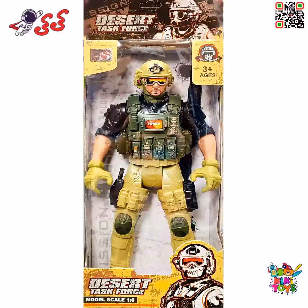 اکشن فیگور مفصلی سرباز نیروی ویژه و جنگی با تفنگ 89101 DESERT TASK FORCE