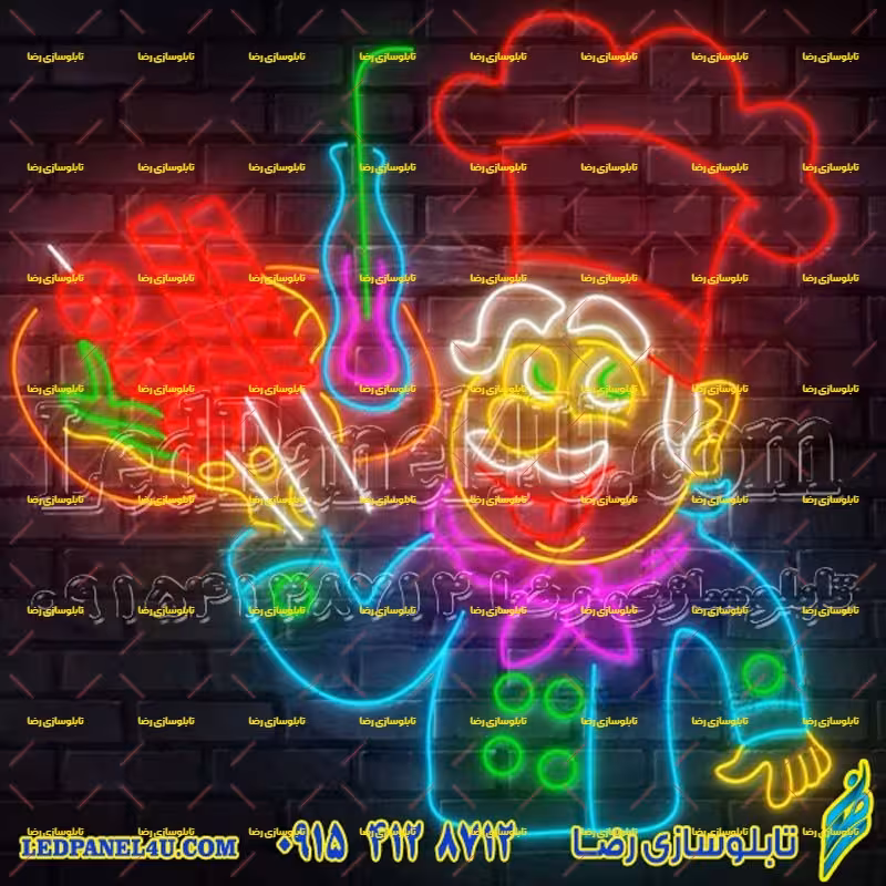 تابلو نئون فلکسی رستوران کباب و سرآشپز کد17050