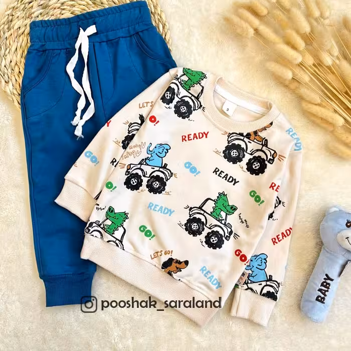 ست بلوز و شلوار نوزاد طرح تمساح 9 تا 36 ماه