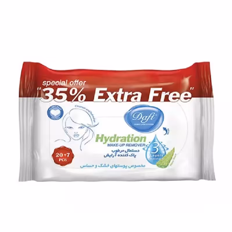 دستمال مرطوب پاک کننده آرایش مدل اکسترا 27 عددی دافی