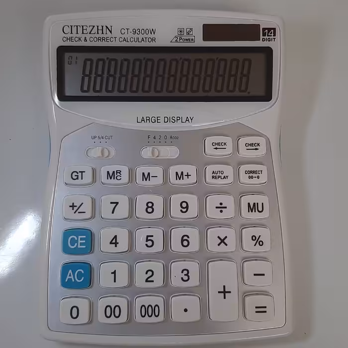 ماشین حساب رومیزی سیتیژن ct-9300 ماشین حساب 14 رقم چک کن دار(check) و تصحیح(correct) نور و باتری سه صفر