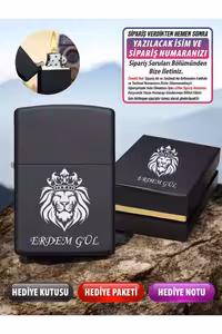 فندک طراحی تاجی با عنوان شخصی و جعبه لوکس شیر - 3529