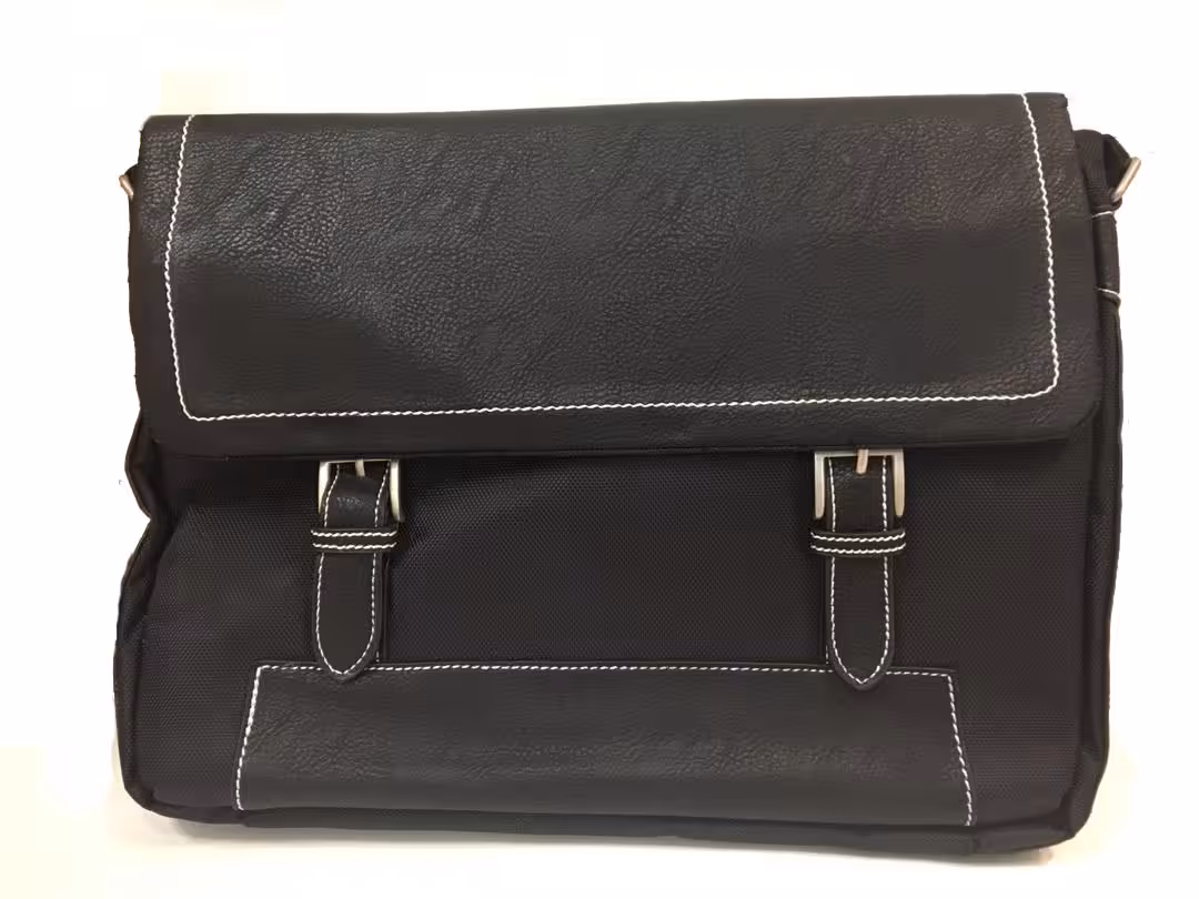 کیف لپتاپ رو دوشی 14 اینچ دوردوخت با طرح رویه چرمیNotebook bag 14"
