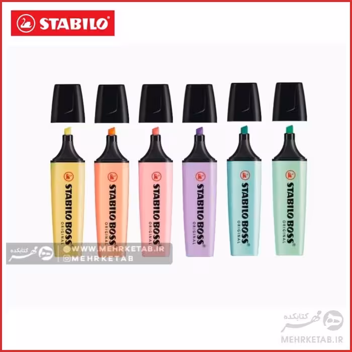 پکیج شش عددی هایلایتر پاستلی استابیلو STABILO BOSS ORIGINAL Pastel set of 6
