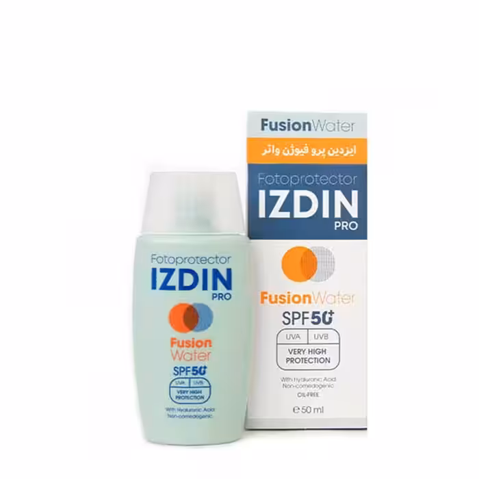 کرم ضد آفتاب مناسب پوست حساس ایزدین پرو مدل فیوژن واتر 50 میلی لیتری