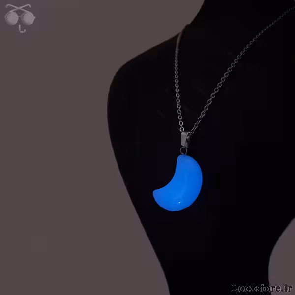 گردنبند سنگ شب نما طرح هلال ماه (در 7 رنگ خاص)