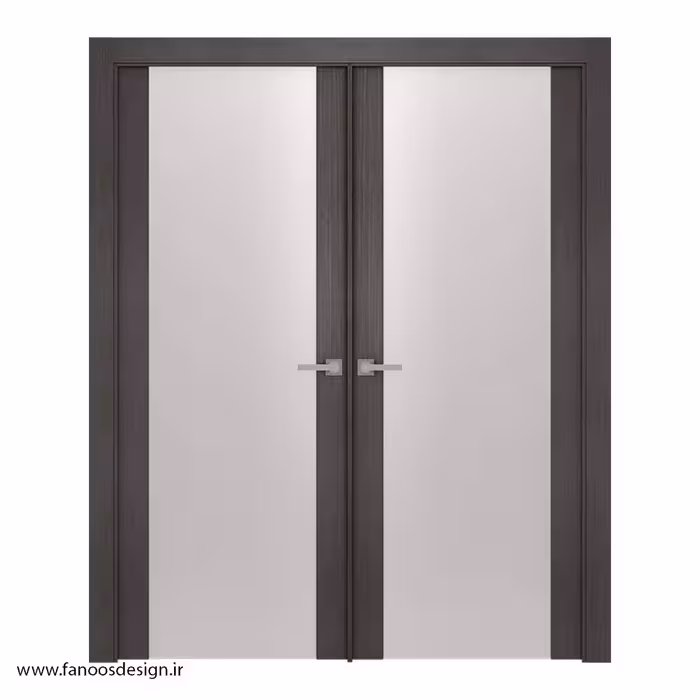 درب دو لنگه شیشه‌خور با طراحی ساده کد 1145