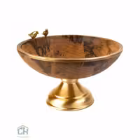 میوه خوری چوب و برنج پایه دار گلدکیش طرح WOOD مدل GK829411