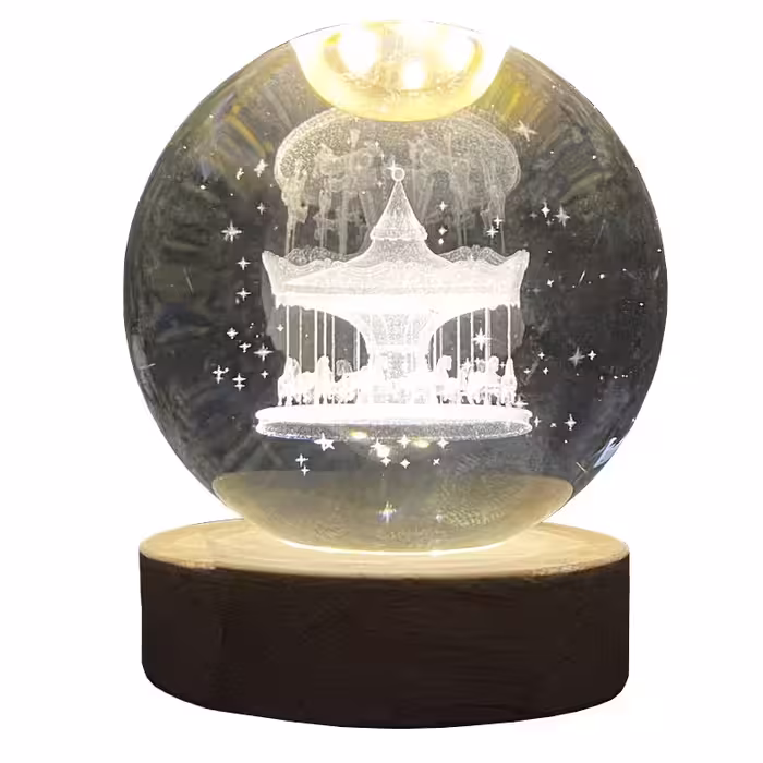 چراغ رومیزی مدل گوی کریستالی چراغدار طرح چرخ و فلک کد 91071-2