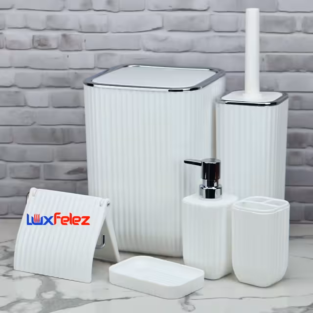 ست سرویس بهداشتی همارا مدل زبرا بادبزنی چهارگوش شش پارچه