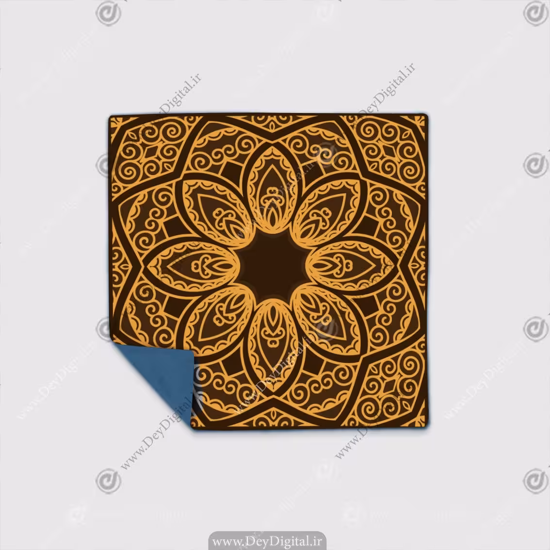 رومیزی سنتی نقش گل طلایی زمینه تیره SM-13204