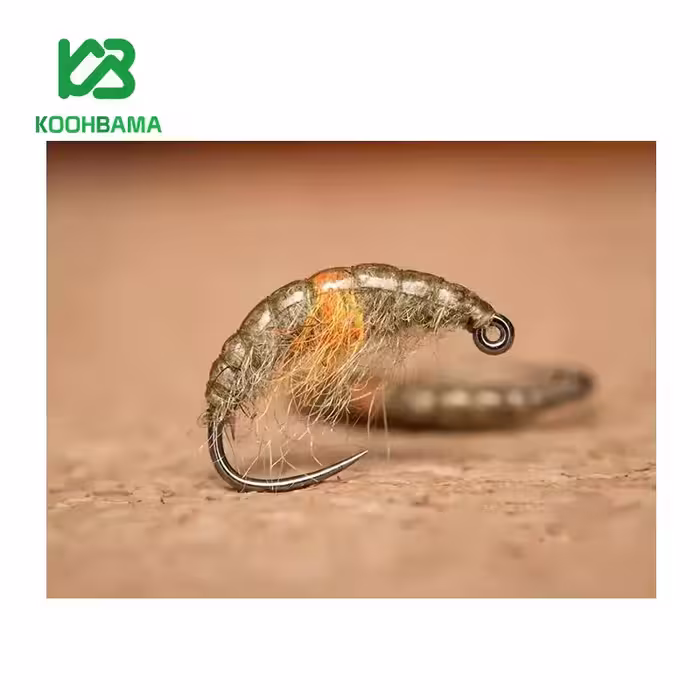پشه فلای اسکاد نارنجی Watery Olive Orange Jig Scud