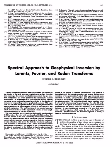 خرید و دانلود نسخه کامل کتاب Spectral approach to geophysical inversion by Lorentz, Fourier, and Radon tranforms