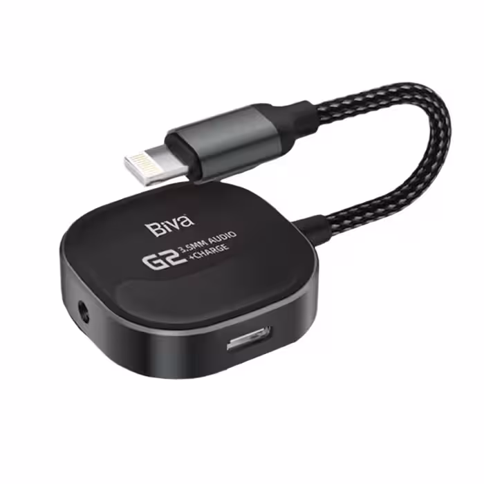 تبدیل 1 به 2 لایتنینگ به لایتنینگ و جک 3.5 میلی متری صدا بیوا مدل JACK-02L