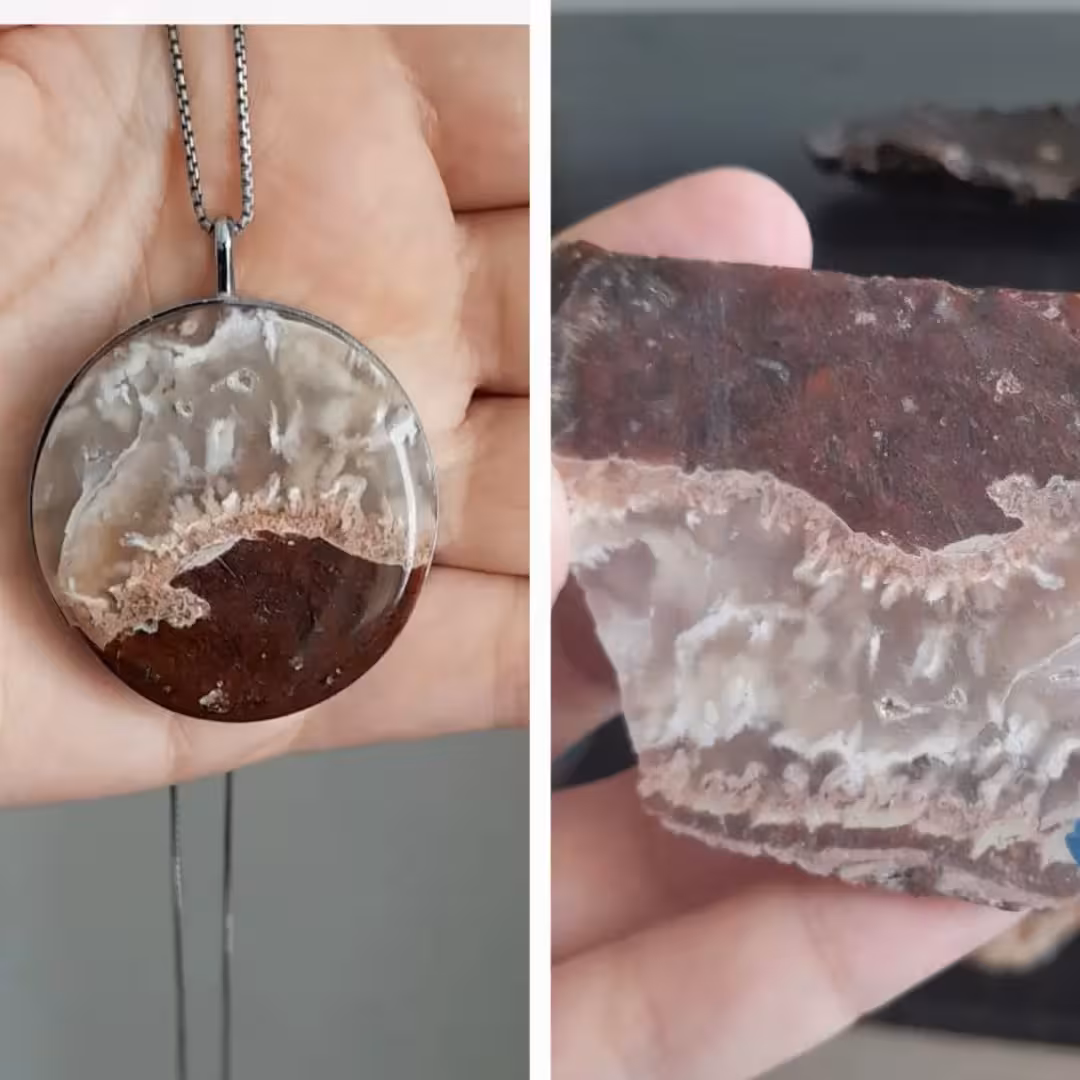 گردن اویز با نگین زیبای عقیق منظره