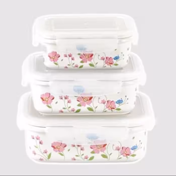 ست ظروف فریزری سرامیکی گلدار یونیک کد 2848