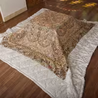 لحاف کرسی دست دوز ترمه طرح افشار رنگ کرم