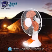 پنکه شارژی برقی رومیزی 12 اینچ سه پره دو کاره چراغ دار با قدرت پرتاب ویداسی فن مدل WEIDASI WD-247پنکه شارژی برقی رومیزی