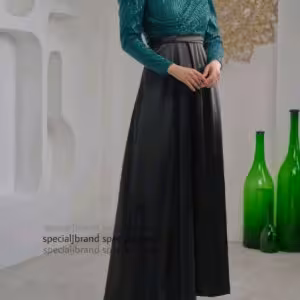 پیراهن مهمانی زنانه پولکی زارا وساتن ترک مدل ماکسی مجلسی سونا