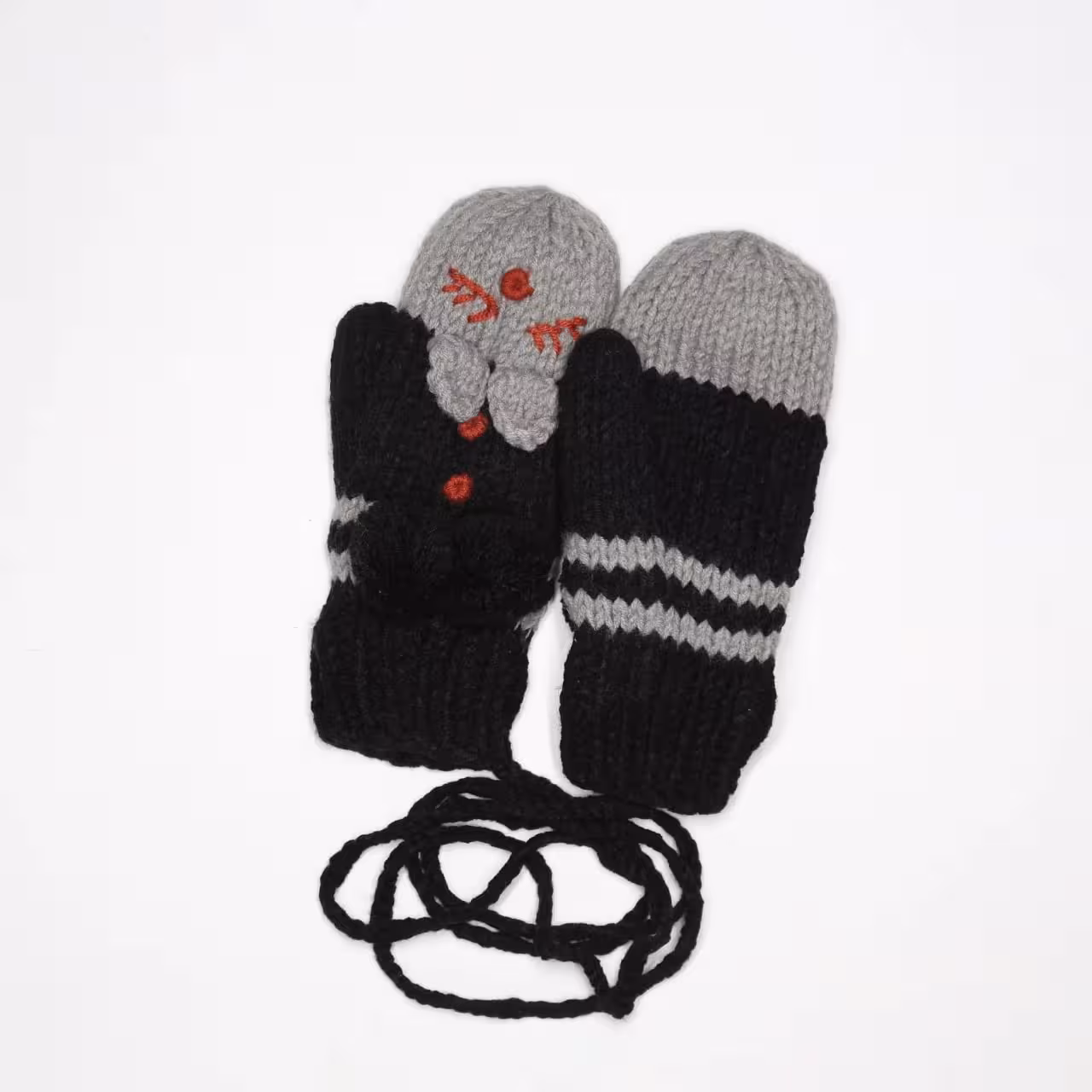 دستکش بافت فانتزی گوش برجسته پم دار