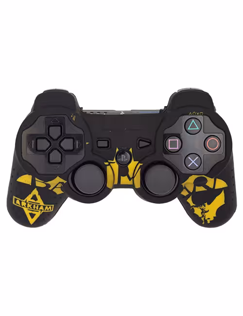 روکش محافظ دسته PS3 لیزری مشکی زرد طرح بتمن آرکهام سیتی