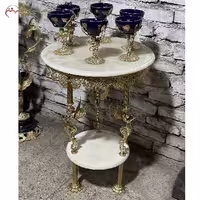 میز برنزی دو طبقه ی طرح فرشته با صفحه سنگی با کیفیت اعلاء بادوام