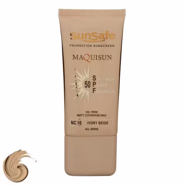 ضدآفتاب بژ عاجی SunSafe سان سیف مدل SPF50-NC10