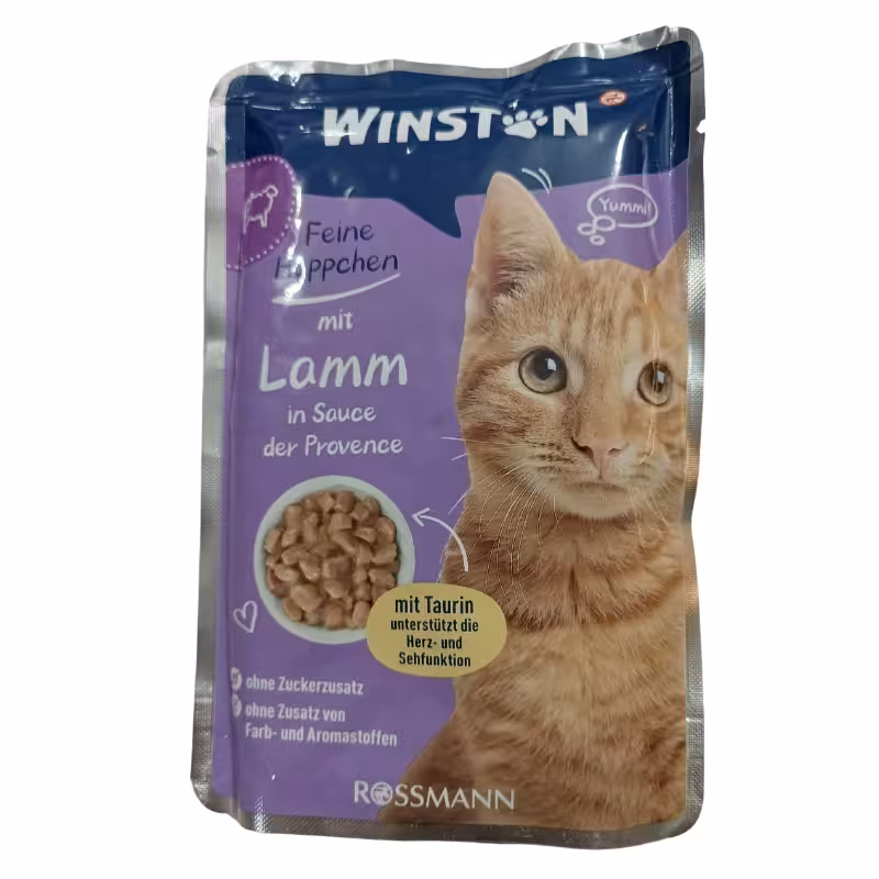 پوچ گربه وینستون با طعم گوشت بره در سس وزن 100 گرم