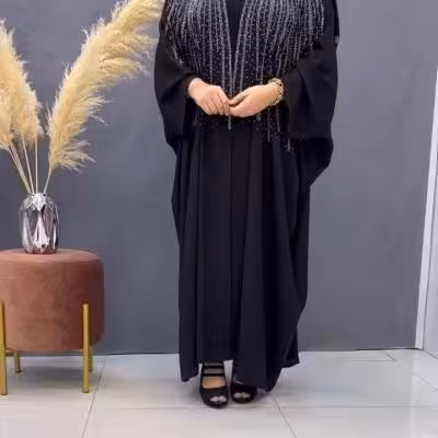 مانتو مجلسی حریر مدل عبای نگین دار خورشید