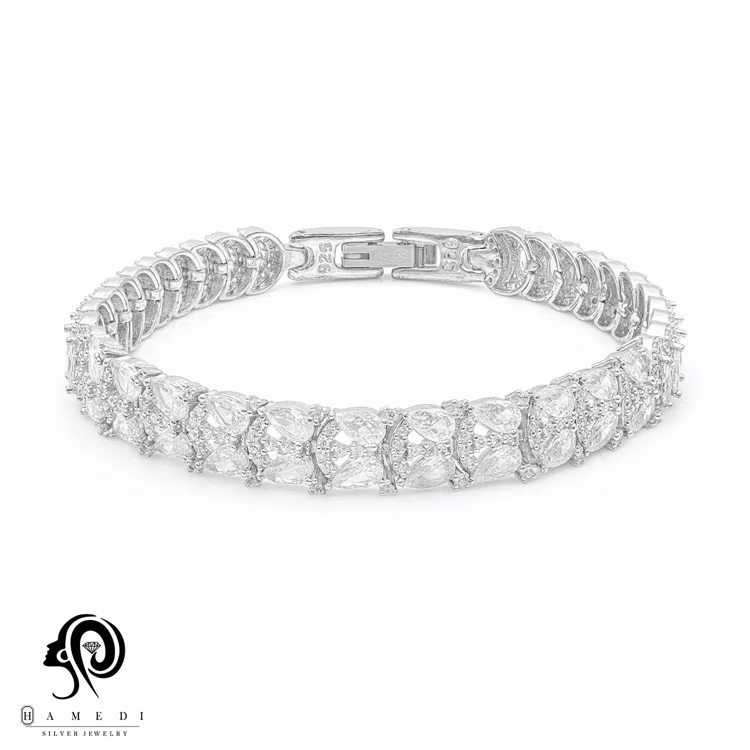 دستبند نقره زنانه مجلسی جواهری مدل BI A7