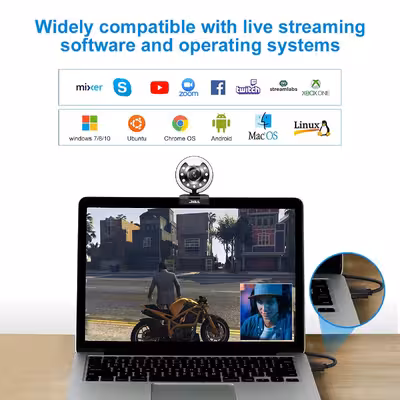 وب کم جیگا مدل Streaming with 3 Adjustable Ring Light