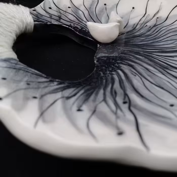 شیرینی خوری سرامیکی هیوا طرح نشان پرنده برجسته دسته دار کد 10999742