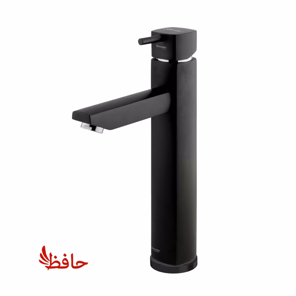 شیر روشویی پایه بلند شودر مدل یونیک مشکی کروم