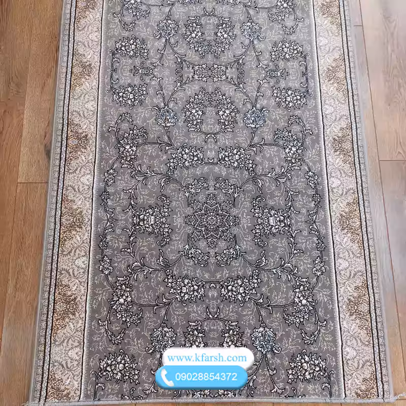 فرش کناره طوسی طرح افشان 700شانه ورژن
