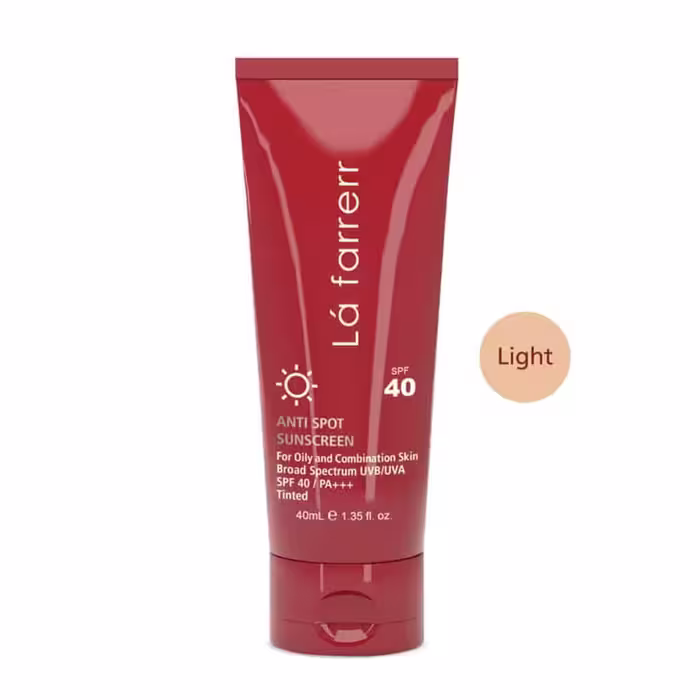 کرم ضد آفتاب رنگی SPF40 پوست چرب لافارر ضد لک 40 میلی لیتر | La Farrerr Anti Spot Sunscreen Cream for Oily and Acne Prone Skin SPF40
