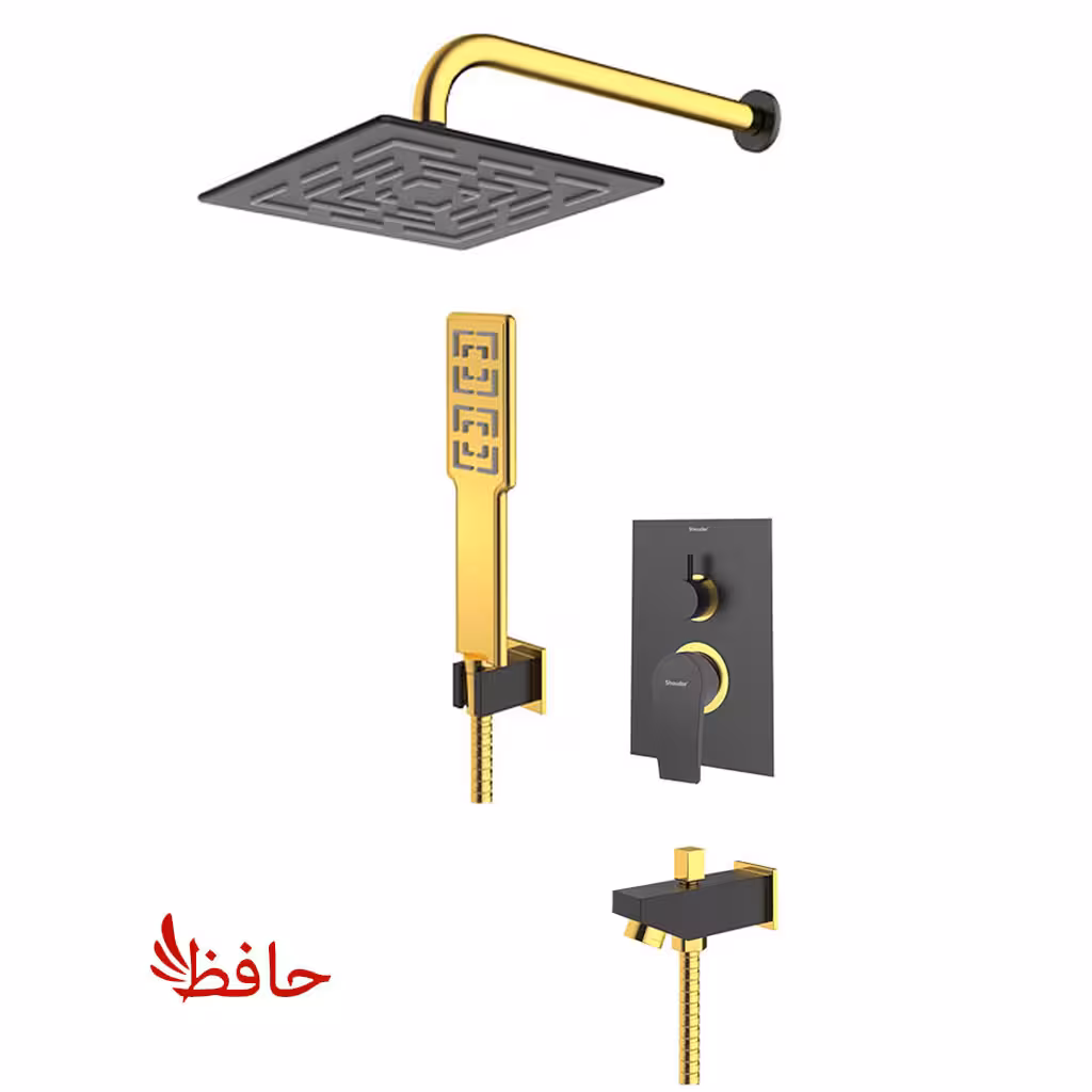 شیر حمام توکار شودر مدل رومر پلاس مشکی طلایی تیپ 4 BRASS