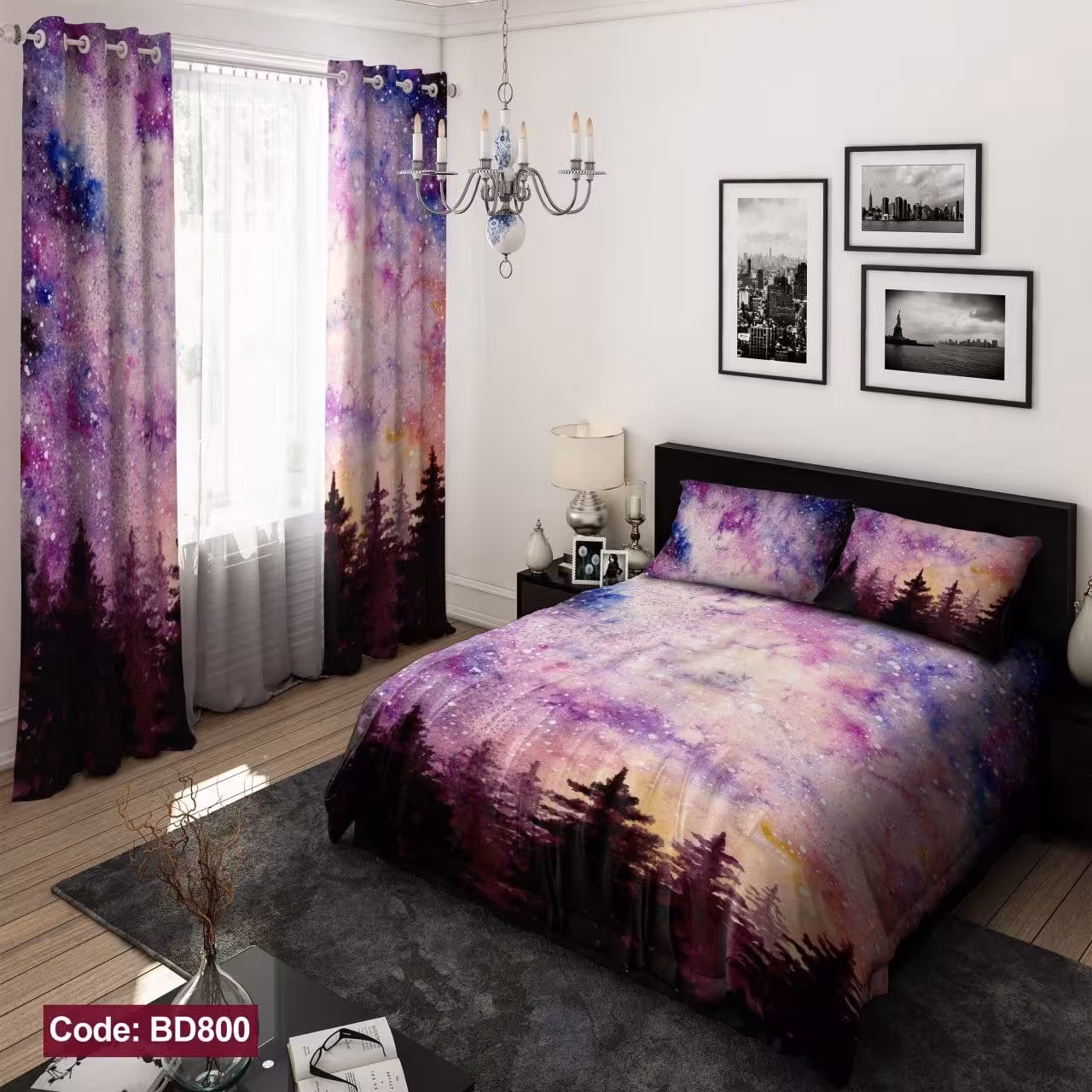 روتختی دونفره شیش تیکه سه بعدی طرح جنگل