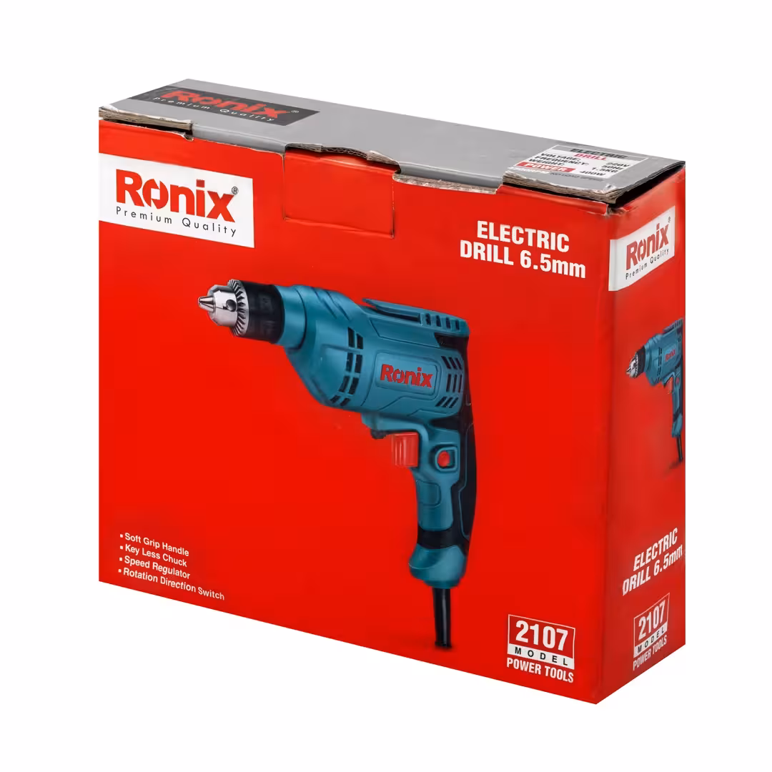 دریل برقی 6.5 میلی‌متری آچاری 400 وات 4300 دور 2107 رونیکس