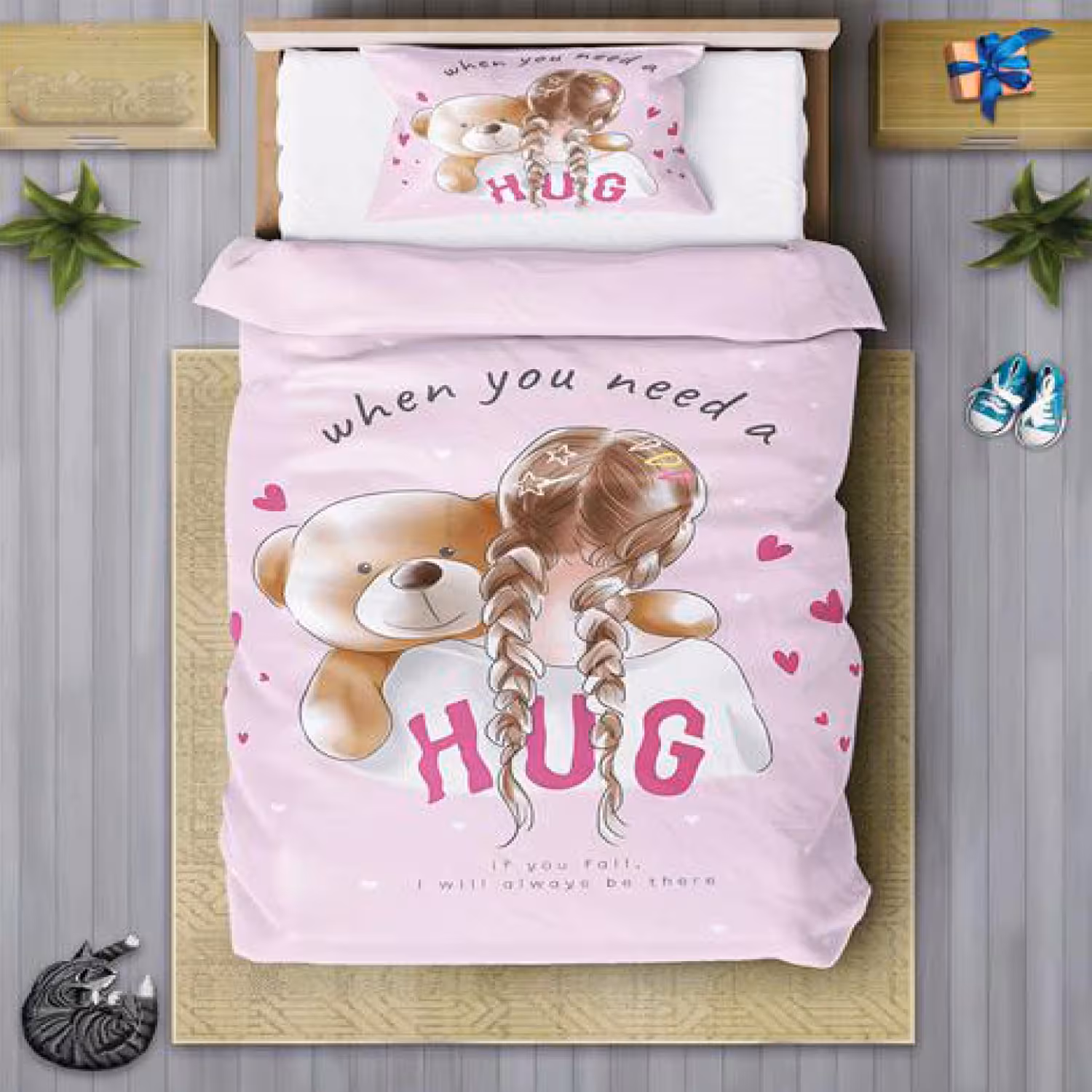 سرویس روتختی دخترانه چیداری مدل 7048 یک نفره چهار تکه