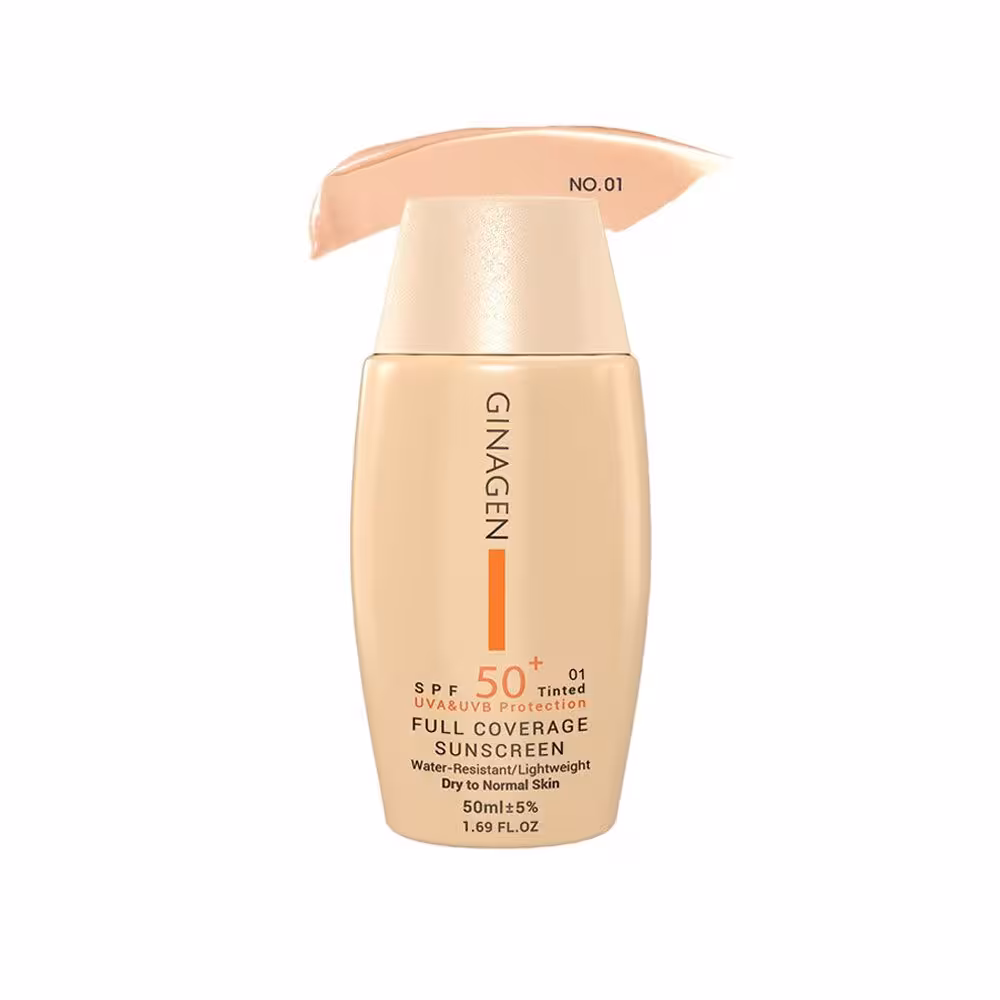 ضدآفتاب رنگی SPF 50 مخصوص پوست خشک ژیناژن | 50 میلی لیتر